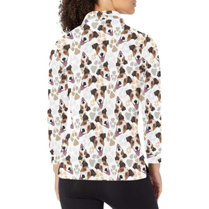 Jack Russel Pattern Print Design 05 Women's Long Sleeve Polo Shirt