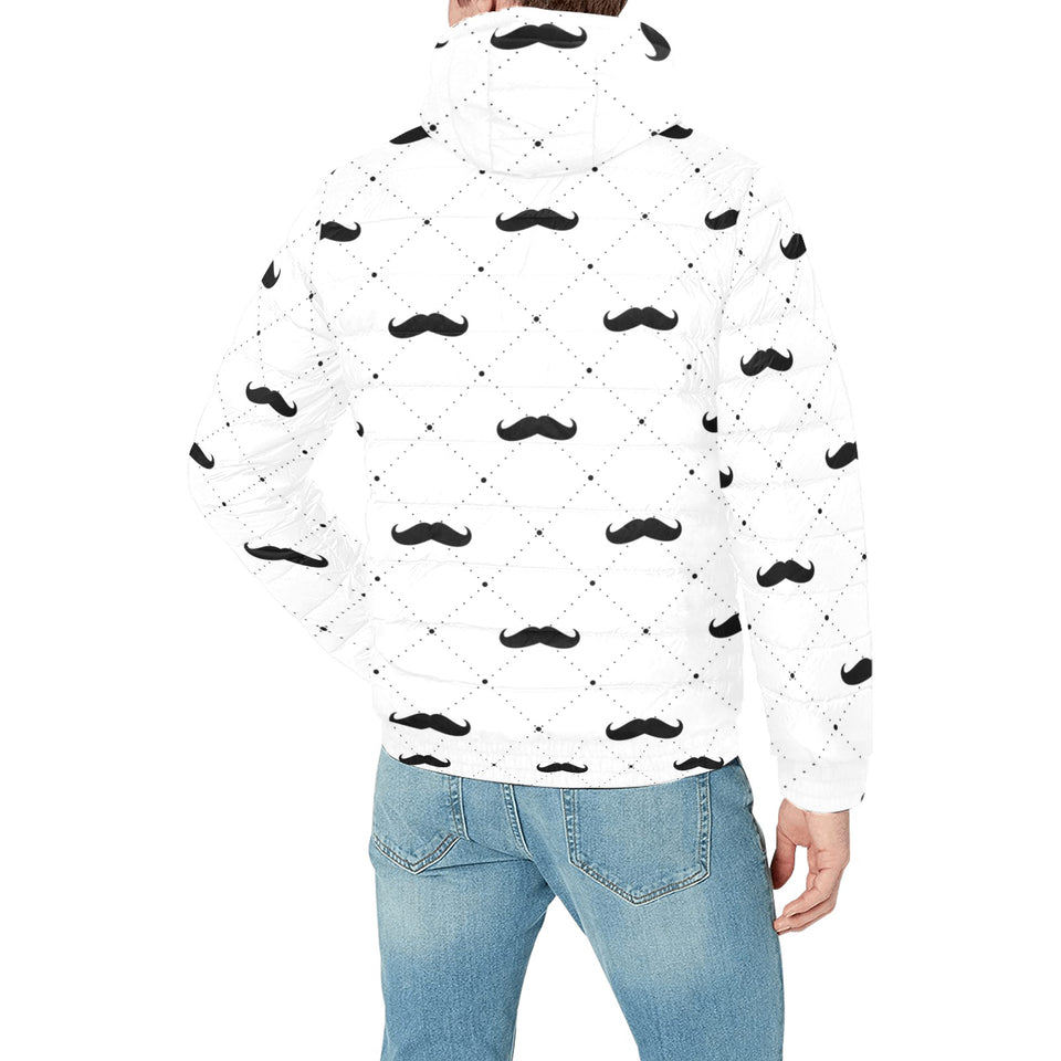 Mustache Beard Pattern Print Design 04 Men's Padded Hooded Jacket(ModelH42)