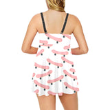 Skate Board Pattern Print Design 05 Chest Sexy Pleated Two Piece Swim Dress