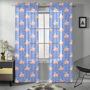 Pig Pattern Print Design 03 Gauze Curtain