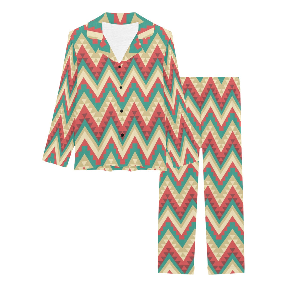 Zigzag Chevron Pattern Women's Long Pajama Set