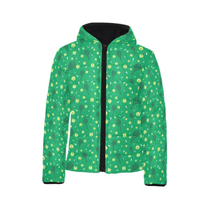 Tennis Pattern Print Design 03 Kids' Boys' Girls' Padded Hooded Jacket