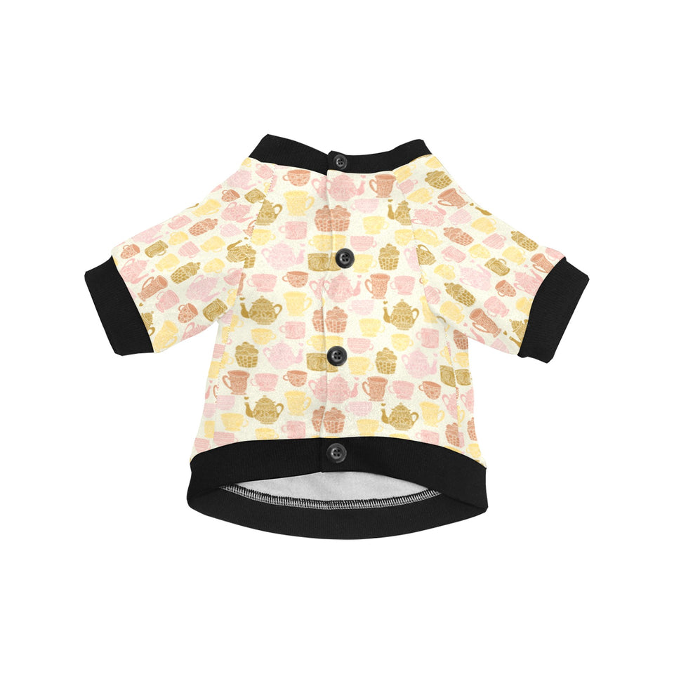 Tea pots Pattern Print Design 02 All Over Print Pet Dog Round Neck Fuzzy Shirt