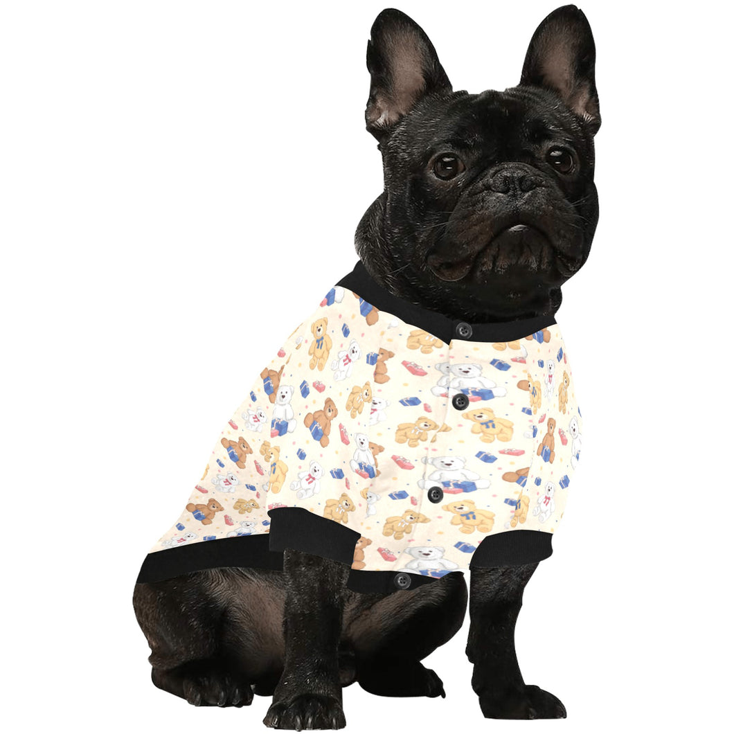 Teddy Bear Pattern Print Design 01 All Over Print Pet Dog Round Neck Fuzzy Shirt