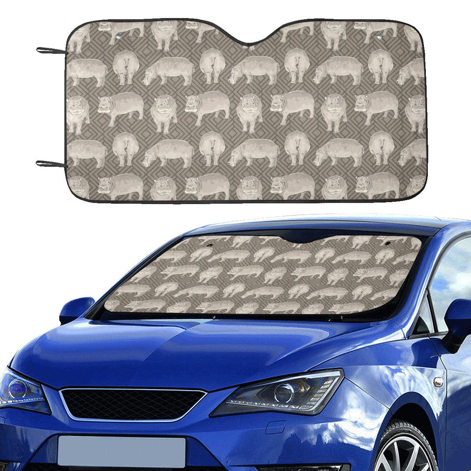 Hippopotamus Pattern Print Design 04 Car Sun Shade