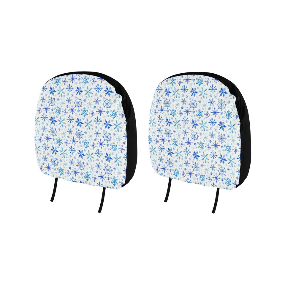 Blue Snowflake Pattern Car Headrest Cover