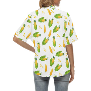 Corn Pattern Print Design 01 Women's All Over Print Hawaiian Shirt