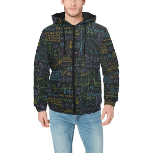 Math Pattern Print Design 04 Men's Padded Hooded Jacket(ModelH42)