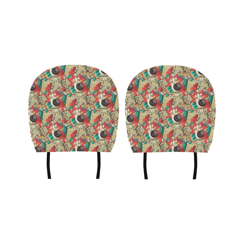 Bowling Pattern Background Car Headrest Cover