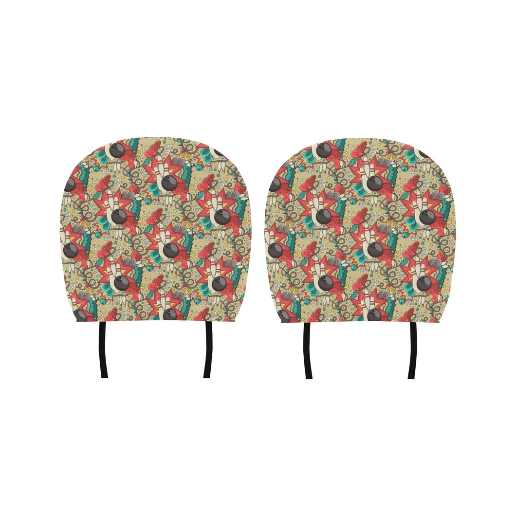 Bowling Pattern Background Car Headrest Cover