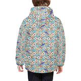 Hummingbird Pattern Print Design 02 Kids' Boys' Girls' Padded Hooded Jacket