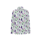 Eggplant Pattern Print Design 03 Women's Long Sleeve Polo Shirt