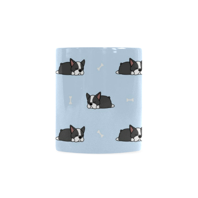 Sleep Boston Terrier Bone Pattern Classical White Mug (FulFilled In US)