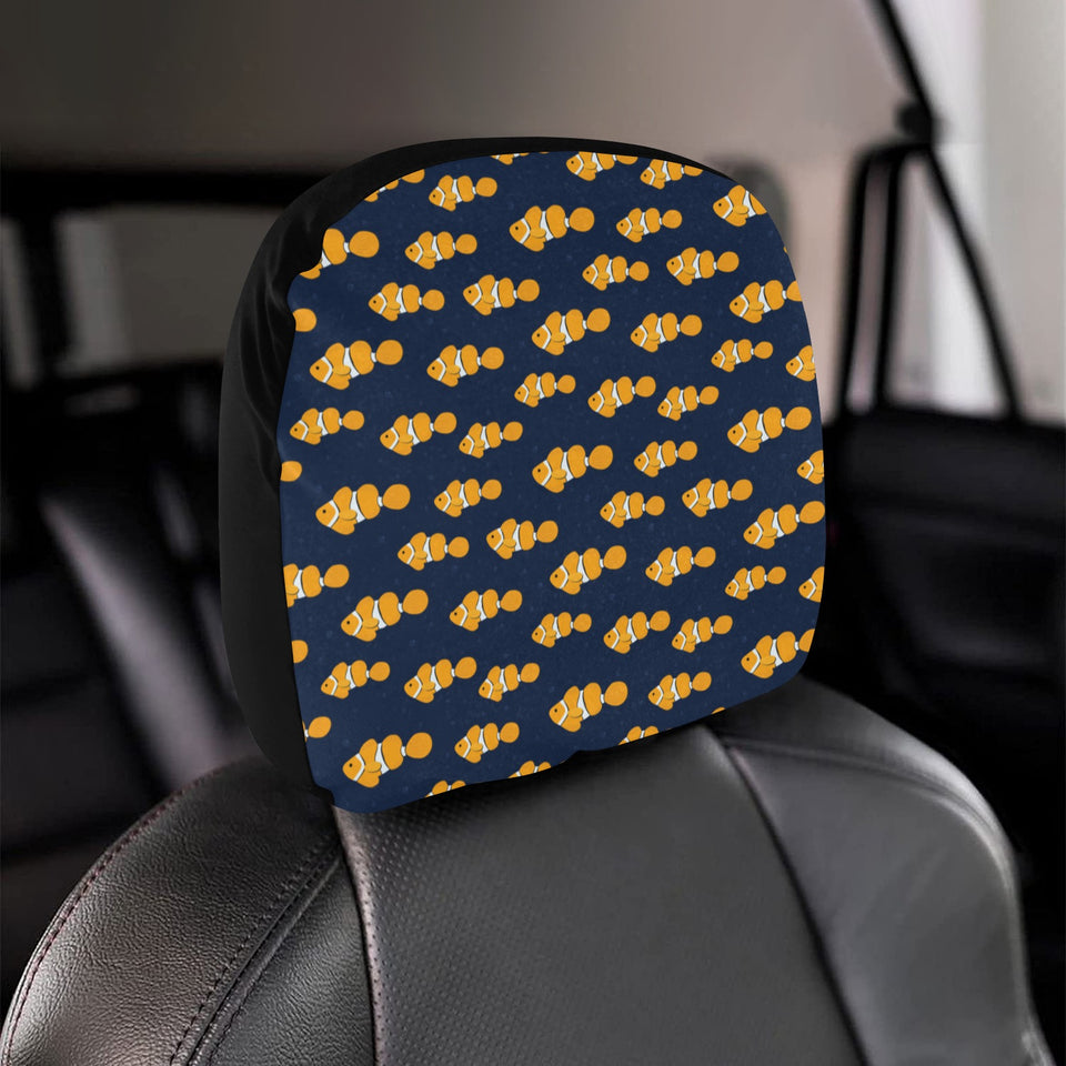 Clown Fish Pattern Print Design 01 Car Headrest Cover