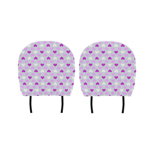 Heart Purple Pokka Dot Pattern Car Headrest Cover