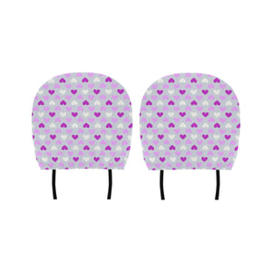 Heart Purple Pokka Dot Pattern Car Headrest Cover