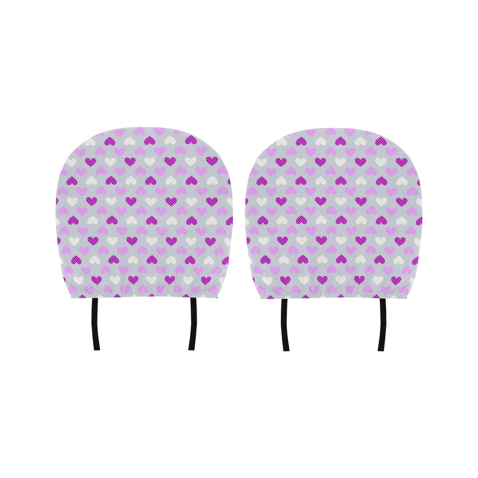 Heart Purple Pokka Dot Pattern Car Headrest Cover