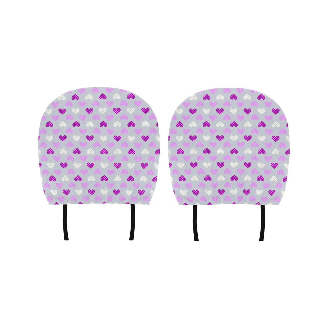 Heart Purple Pokka Dot Pattern Car Headrest Cover