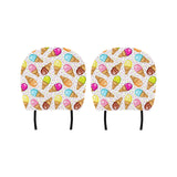 Color Ice Cream Cone Pattern Car Headrest Cover