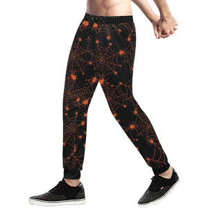 Orange Cobweb Spider Web Pattern Unisex Casual Sweatpants