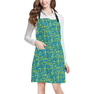 Music Notes Pattern Print Design 05 Adjustable Apron