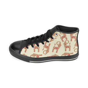 Yule Goat or Christmas goat Pattern Women's High Top Canvas Shoes Black