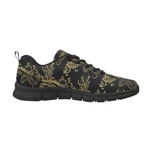 Bengal Tiger and Tree Pattern Men's Sneakers Black