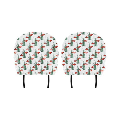 Clown Fish Pattern Print Design 03 Car Headrest Cover