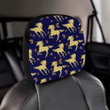 Unicorn Gold Pattern Car Headrest Cover