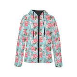 Rose Pattern Print Design 03 Women's Padded Hooded Jacket