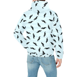 Mustache Beard Pattern Print Design 03 Men's Padded Hooded Jacket(ModelH42)