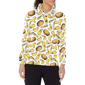 Potato Chips Pattern Print Design 01 Women's Long Sleeve Polo Shirt