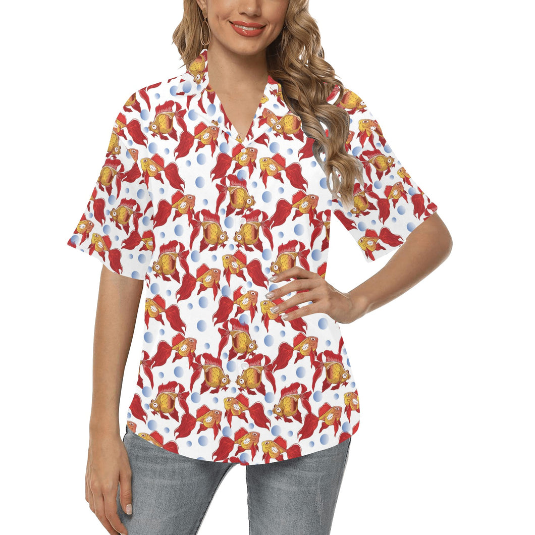 Goldfish Pattern Print Design 02 Women's All Over Print Hawaiian Shirt