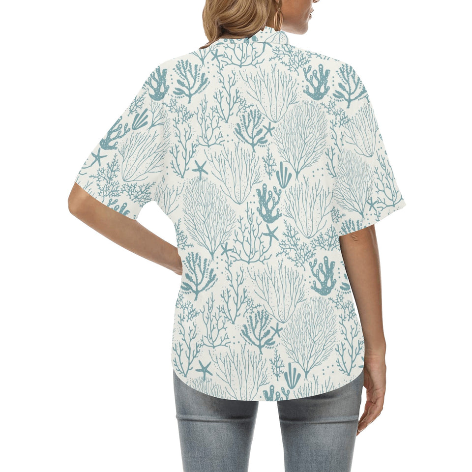 Coral Reef Pattern Print Design 02 Women's All Over Print Hawaiian Shirt