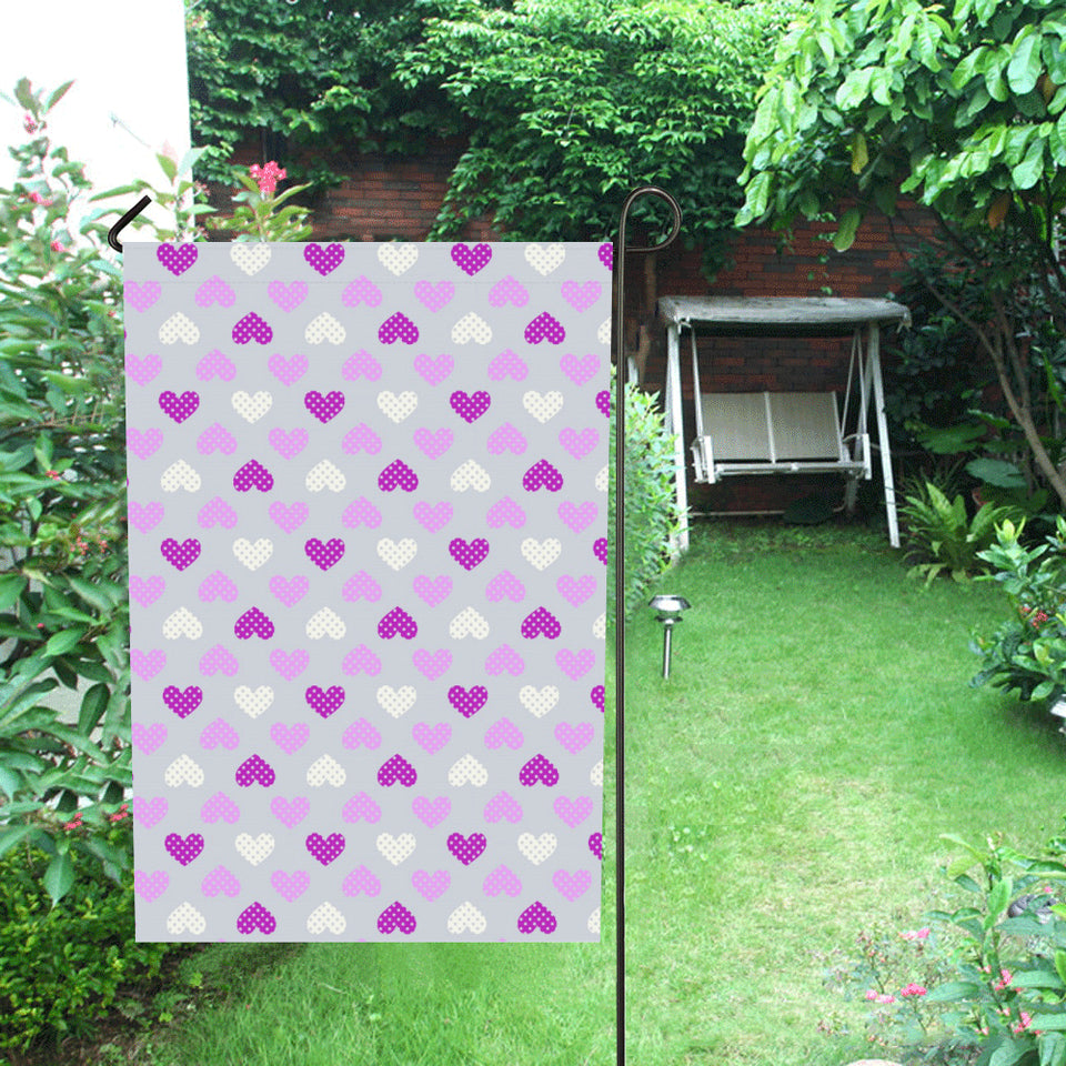 Heart Purple Pokka Dot Pattern House Flag Garden Flag