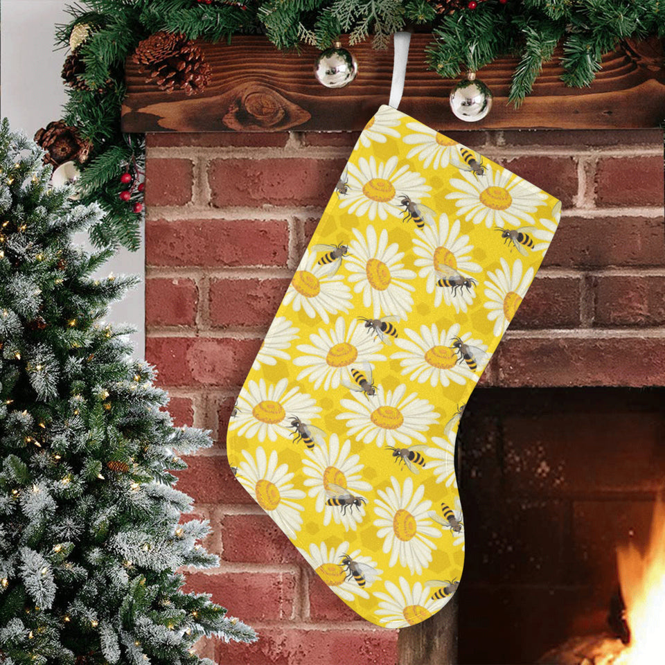 Bee Daisy Pattern Christmas Stocking