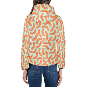 Sausage Pattern Print Design 04 Women's Padded Hooded Jacket