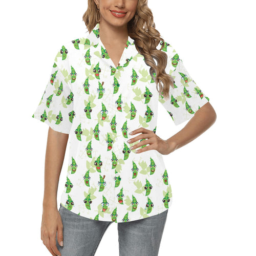 Green Peas Pattern Print Design 04 Women's All Over Print Hawaiian Shirt