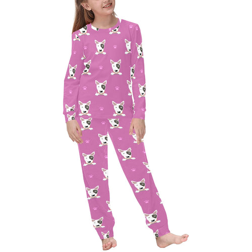 Bull Terrier Pattern Print Design 02 Kids' Boys' Girls' All Over Print Pajama Set