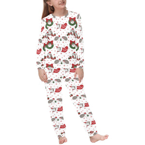 Hedgehog Pattern Print Design 05 Kids' Boys' Girls' All Over Print Pajama Set