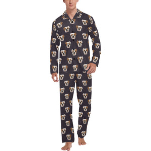 English Bulldog Pattern Print Design 03 Men's Long Pajama Set