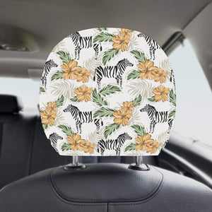 Zebra Hibiscus Pattern Car Headrest Cover