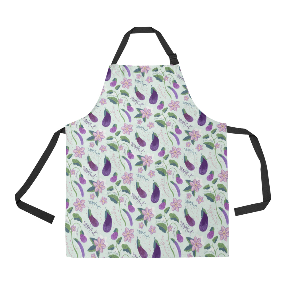 Eggplant Pattern Print Design 03 Adjustable Apron