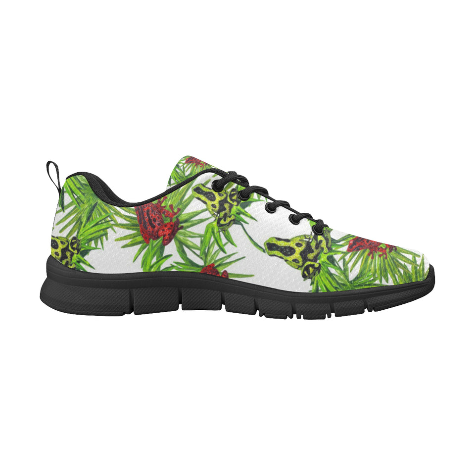 Green Red Frog Pattern Men's Sneakers Black