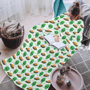 Alien Pattern Print Design 02 Blanket Robe with Sleeves