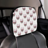 French Bulldog Heart Sunglass Pattern Car Headrest Cover