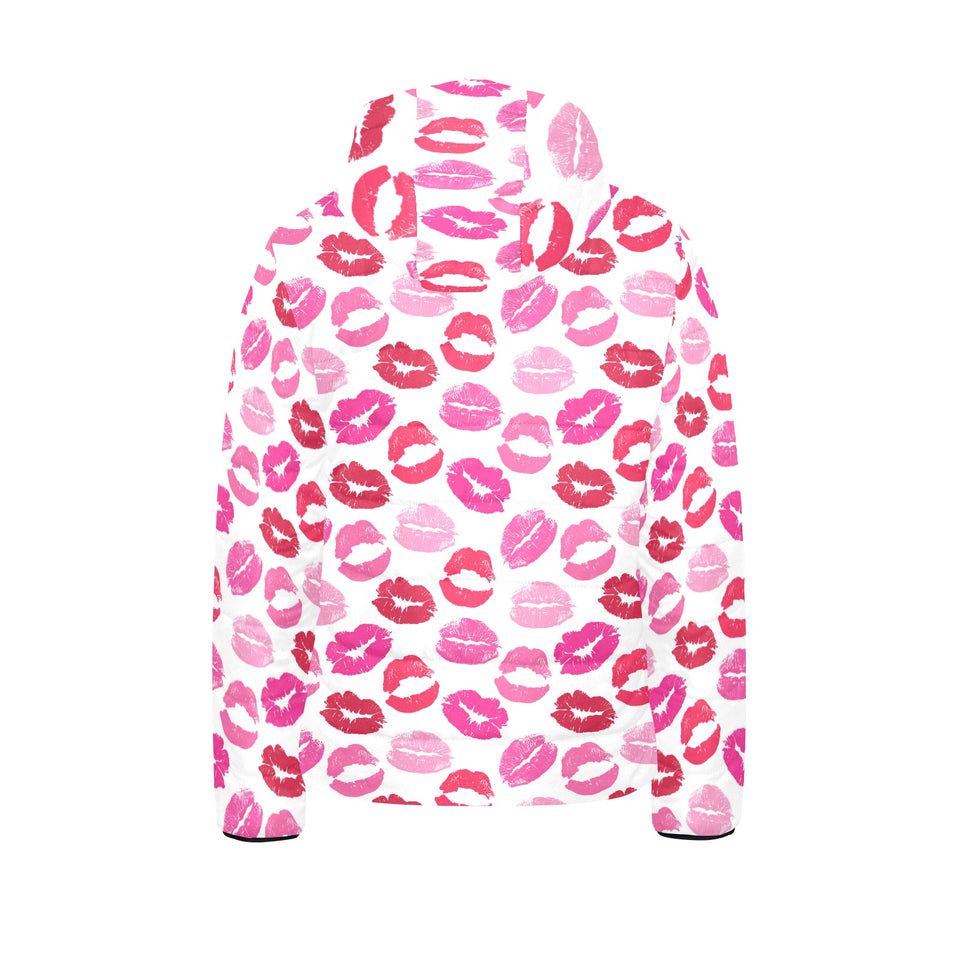 Lips Pattern Print Design 05 Kids' Boys' Girls' Padded Hooded Jacket