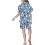 Seagull Pattern Print Design 01 Kids' Boys' Girls' V-Neck Short Pajama Set