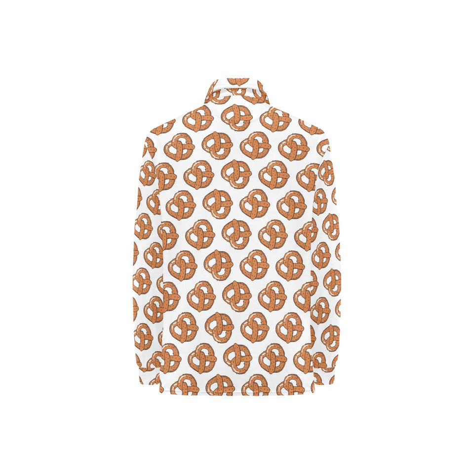 Pretzels Pattern Print Design 05 Women's Long Sleeve Polo Shirt