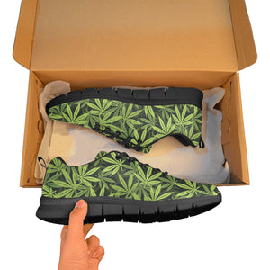 Canabis Marijuana Weed Pattern Print Design 03 Men's Sneakers Black